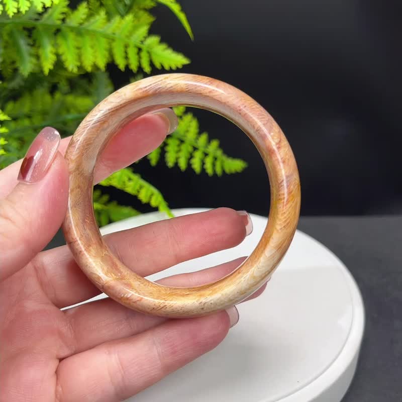 精品 珊瑚玉手镯 56MM 冰润高瓷 天眼凤尾纹 菊花玉手环 生机希望 - 手链/手环 - 玉石 