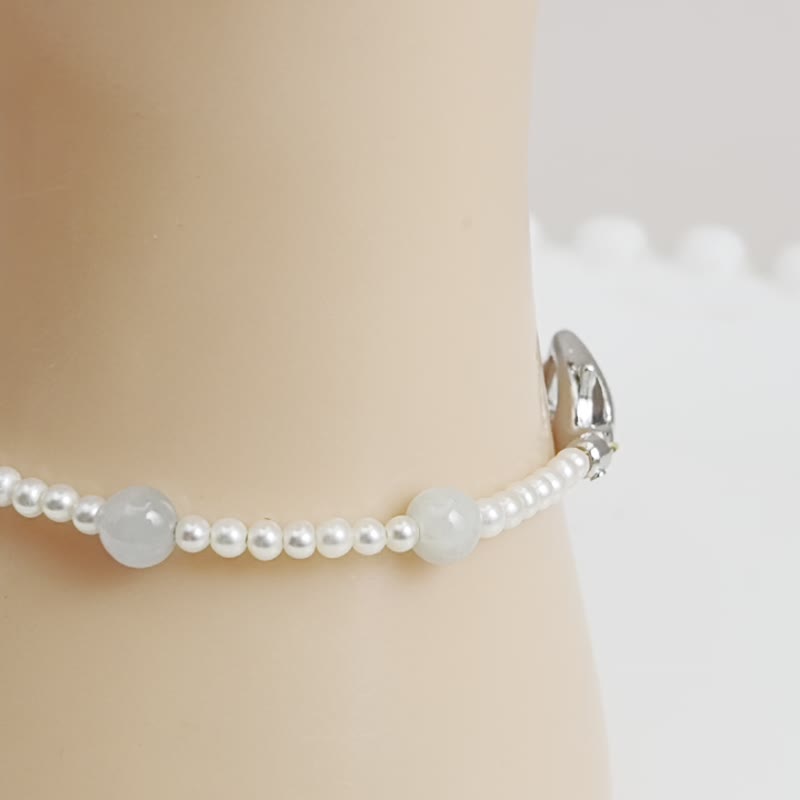 珠玉传奇  天然淡水珍珠 和田玉 手链 - 手链/手环 - 珍珠 白色