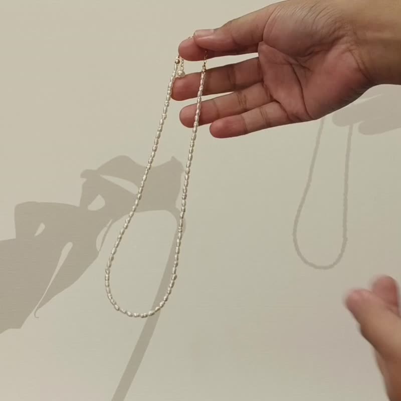 VESTA 小珍珠项链 Choker SV925/14KGF 双层手链/脚链 - 锁骨链 - 珍珠 白色