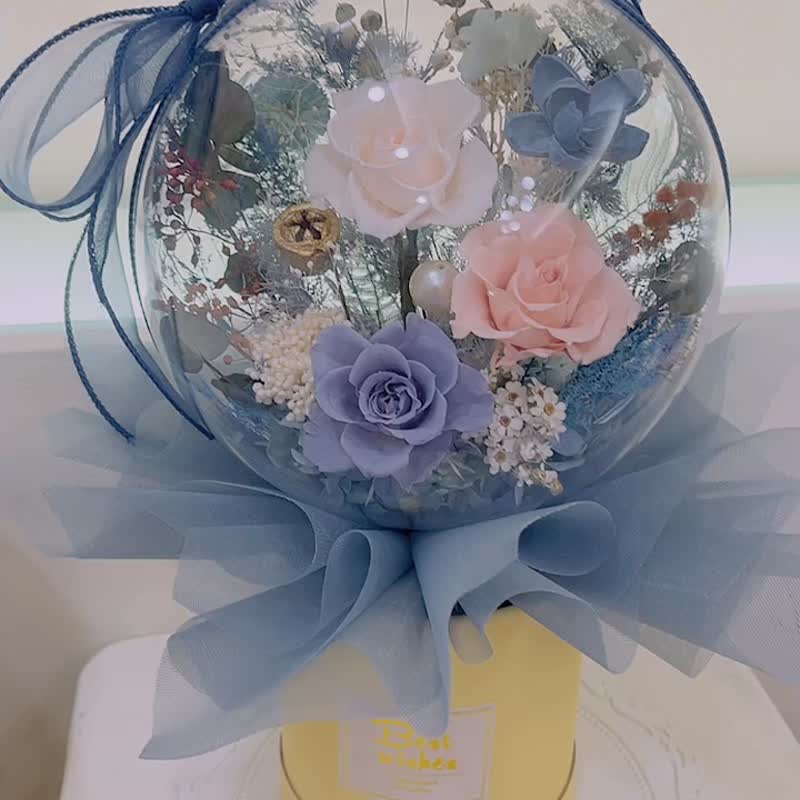 波波球永生花/气球花/开幕/居家布置/新居落成/教师礼/生日/仪式 - 干燥花/捧花 - 植物．花 蓝色