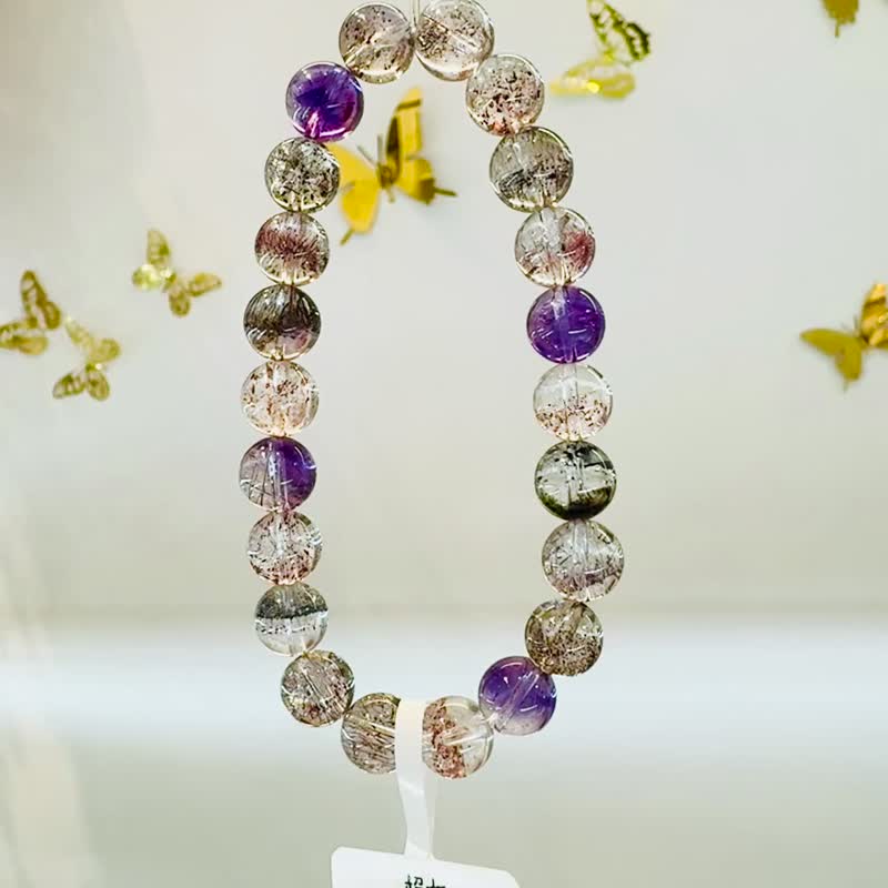 精品仙女轻透料彩超七水晶8.5mm19.39g带彼岸花三轮骨干高频水晶 - 手链/手环 - 水晶 多色