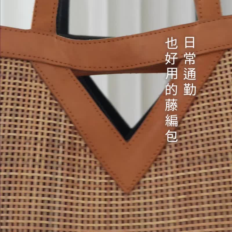 手工藤编肩背牛皮托特包 - 侧背包/斜挎包 - 植物．花 