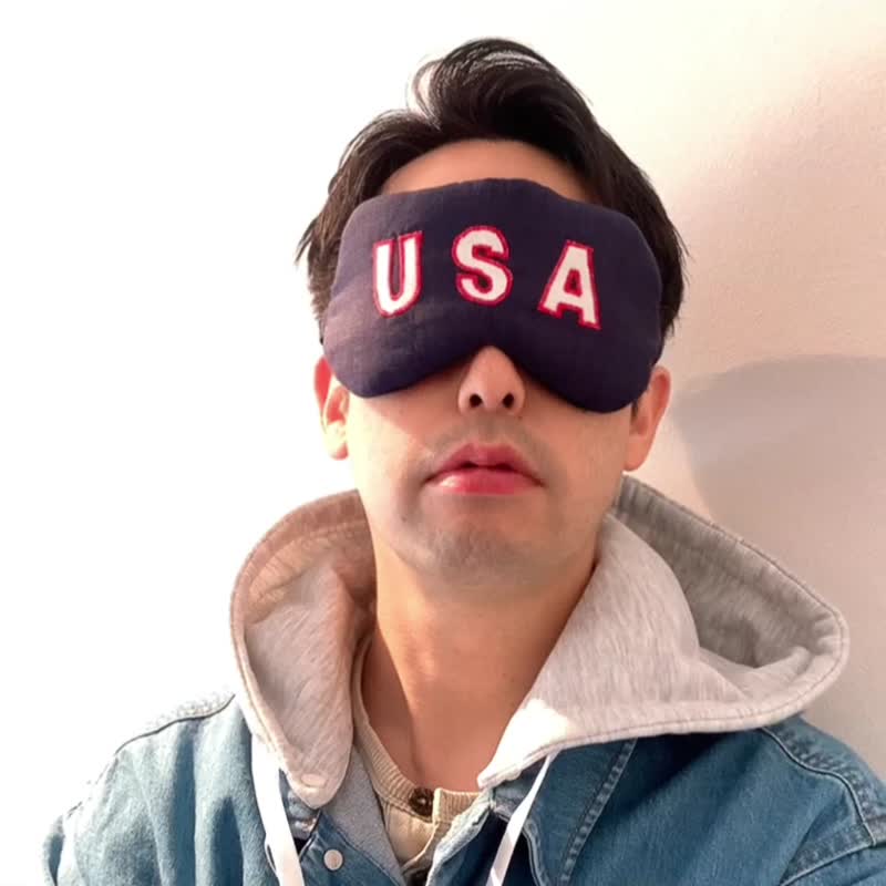 日本眼罩 USA |可调整长度 | 有附收纳袋 | 旅行 | 生日 - 眼罩 - 棉 蓝色