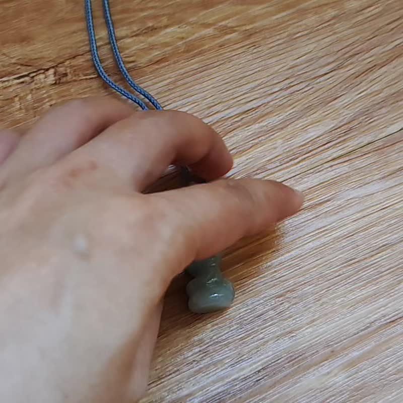 【亲翠】天然翡翠 冰润满绿立体蛇调整式绳链 生肖 蛇 - 项链 - 玉石 绿色