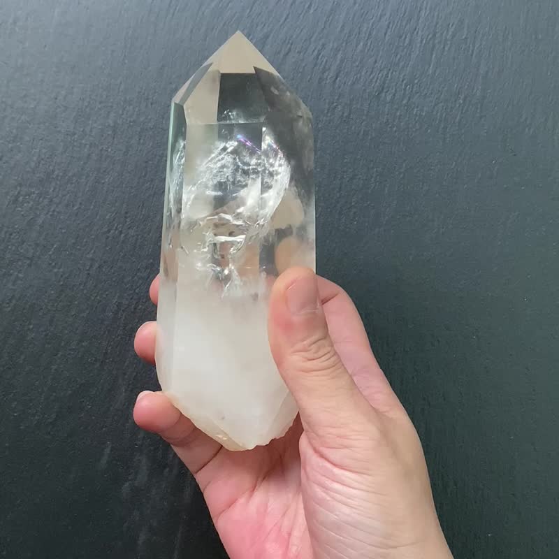 天使之翼 天然冰透彩红胖胖蓝针白水晶能量 水晶柱 开运//辟邪// - 摆饰 - 水晶 白色