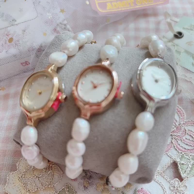 复古东京制 天然珍珠手链表 手表 Natural Pearl - 女表 - 珍珠 金色