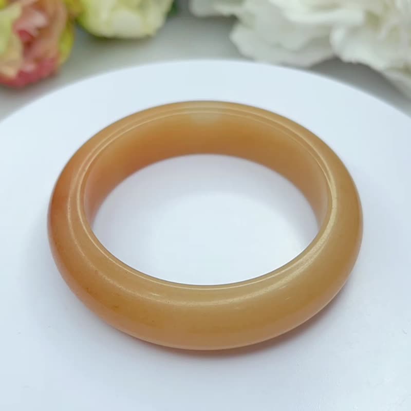 NO.110绝美满糖俏红焦糖镯 佘太翠玉 内径 56MM 圈口手镯 平安镯 - 手链/手环 - 玉石 橘色