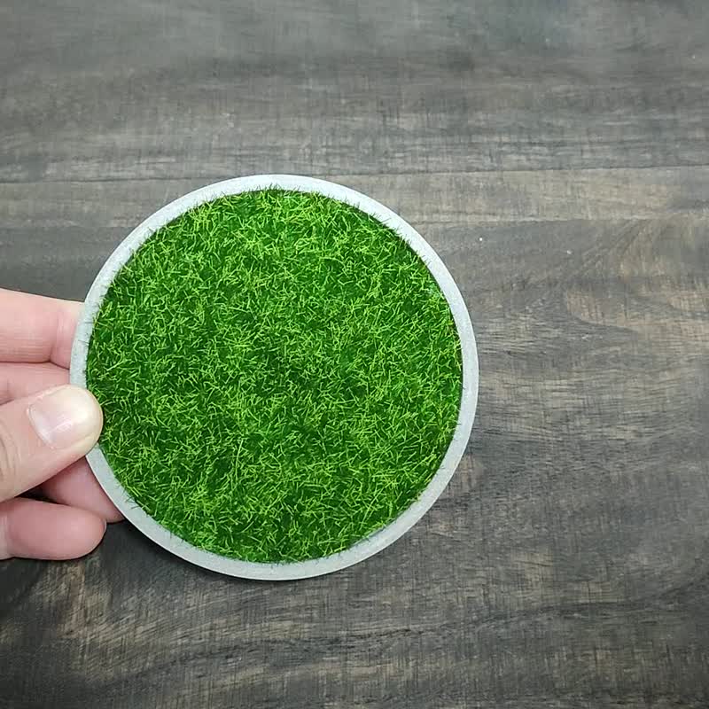 草皮水泥杯垫│饰品盘│置物皿 - 杯垫 - 水泥 绿色