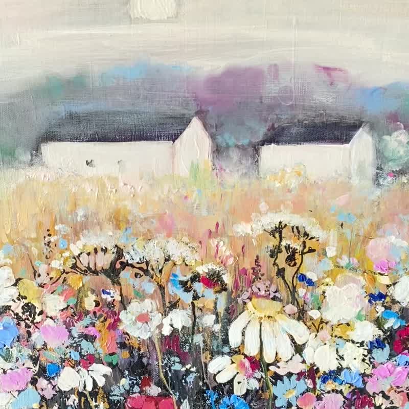 Landscape painting Camomile field painting Abstract landscap - 墙贴/壁贴 - 其他材质 