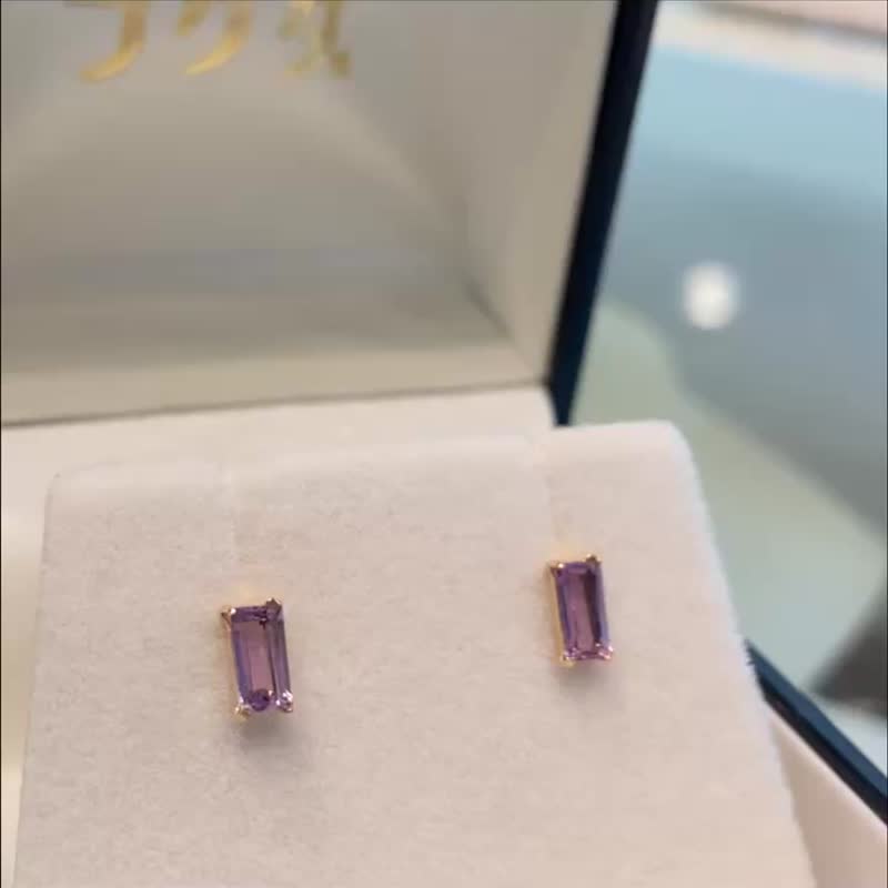紫晶耳环 18K金 (Au750) 日本制造 耳夹耳环 - 耳环/耳夹 - 半宝石 