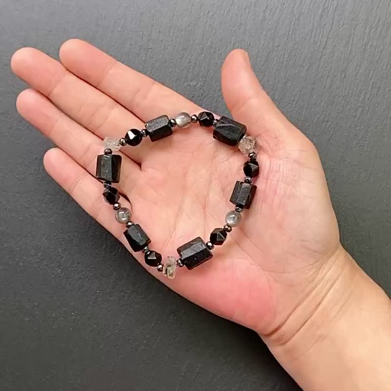 闪灵钻 黑碧玺 黑曜石 黑金骨干 黑胆石 避邪防小人平衡 净化水晶 - 手链/手环 - 水晶 多色