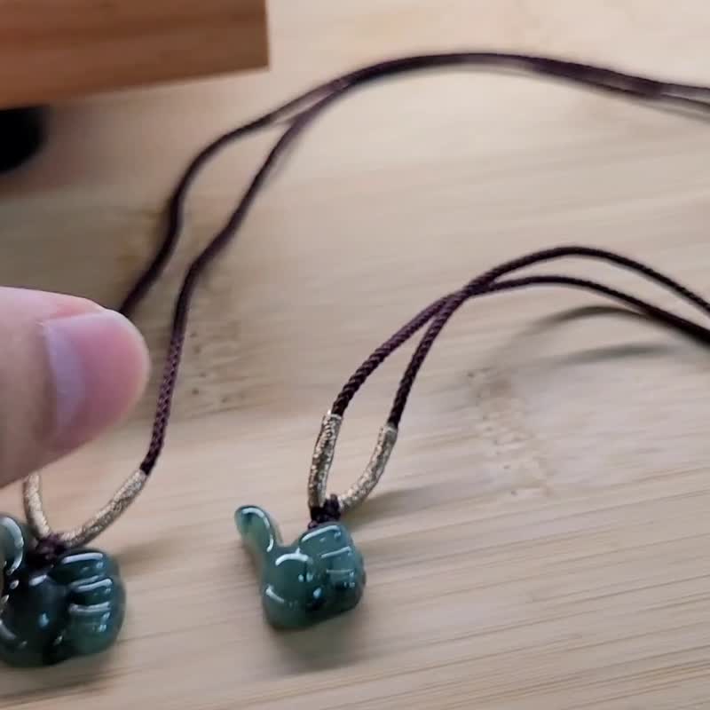 【亲翠】天然翡翠 冰蓝水飘花【按赞】调整式绳链 特殊题材 - 项链 - 玉石 多色