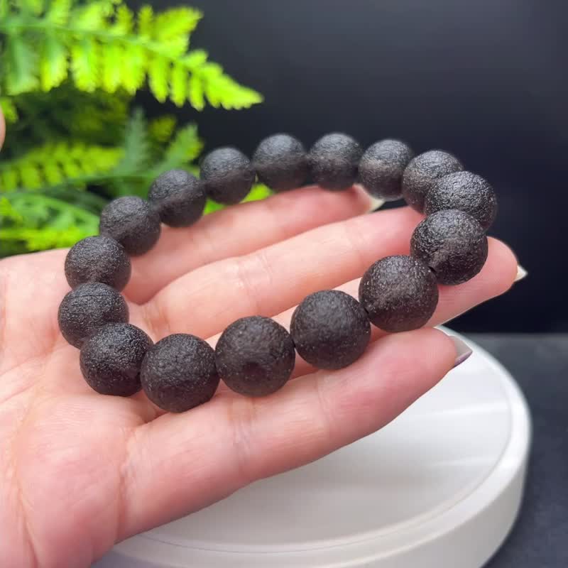 亚利桑那陨石原石手串 天狼星陨石手链 冰种磨砂 如意宝珠 13.5mm - 手链/手环 - 半宝石 