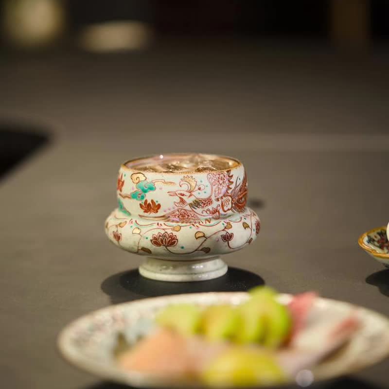 詩瓷集 中华唐风 釉上彩及描金灵兽凤凰纹 景德镇手作咖啡杯230ml - 其他杯子 - 陶 橘色