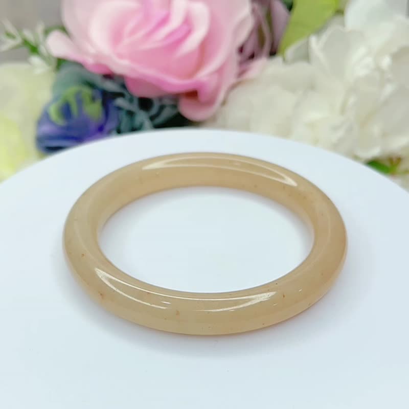 NO.136冰粉藕糖镯 红糖桂花糕 内径 55MM 圈口佘太翠玉 圆镯 圆条 - 手链/手环 - 玉石 多色