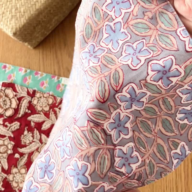 木刻印花双层纱手帕 - 手帕/方巾 - 棉．麻 紫色