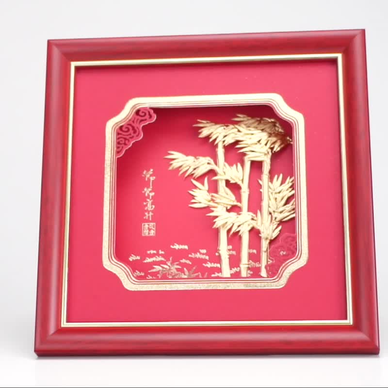 节节高升金箔画 | 定制升迁开业贺礼 - 画框/相框 - 24k 金 金色