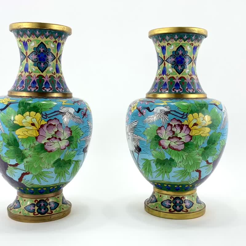 古董花瓶|配对青铜中国花瓶景泰蓝| - 其他家具 - 其他金属 多色