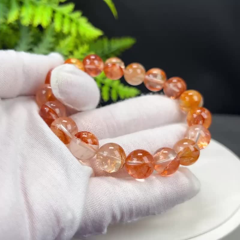 高品质锦鲤色胶花水晶手串12mm冰透彩虹闪片幽灵水晶手錬疏通脉轮 - 手链/手环 - 水晶 