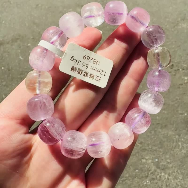 小精品萤光拉丝双色紫锂辉椭圆方切12mm56.34g提高睡眠缓解焦虑 - 手链/手环 - 水晶 紫色