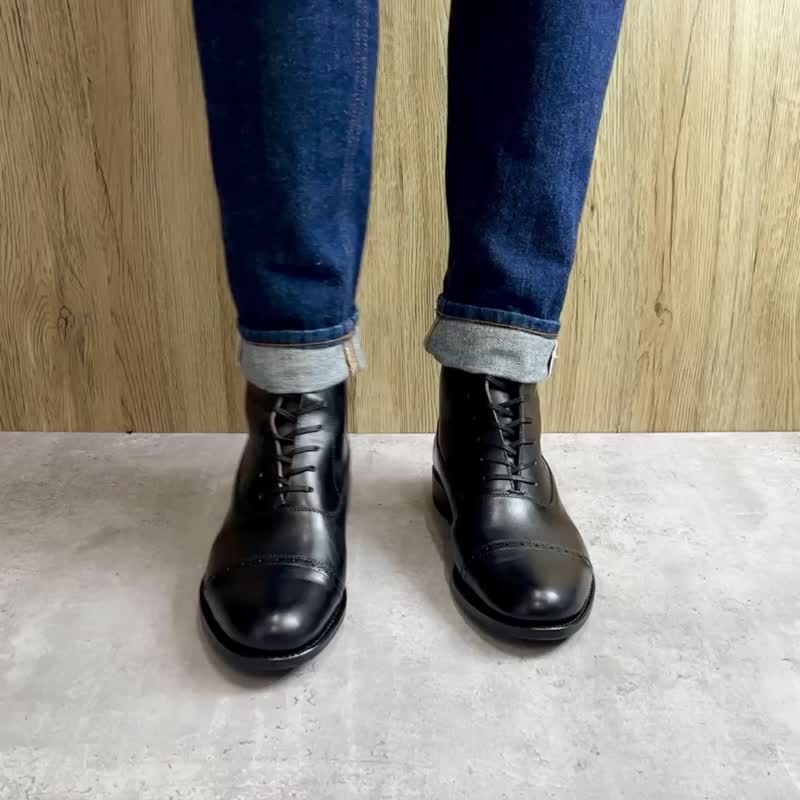 固特异手工真皮巴尔莫勒尔靴 Balmoral Boots 牛津靴 Oxford 定制 - 男款靴子 - 真皮 