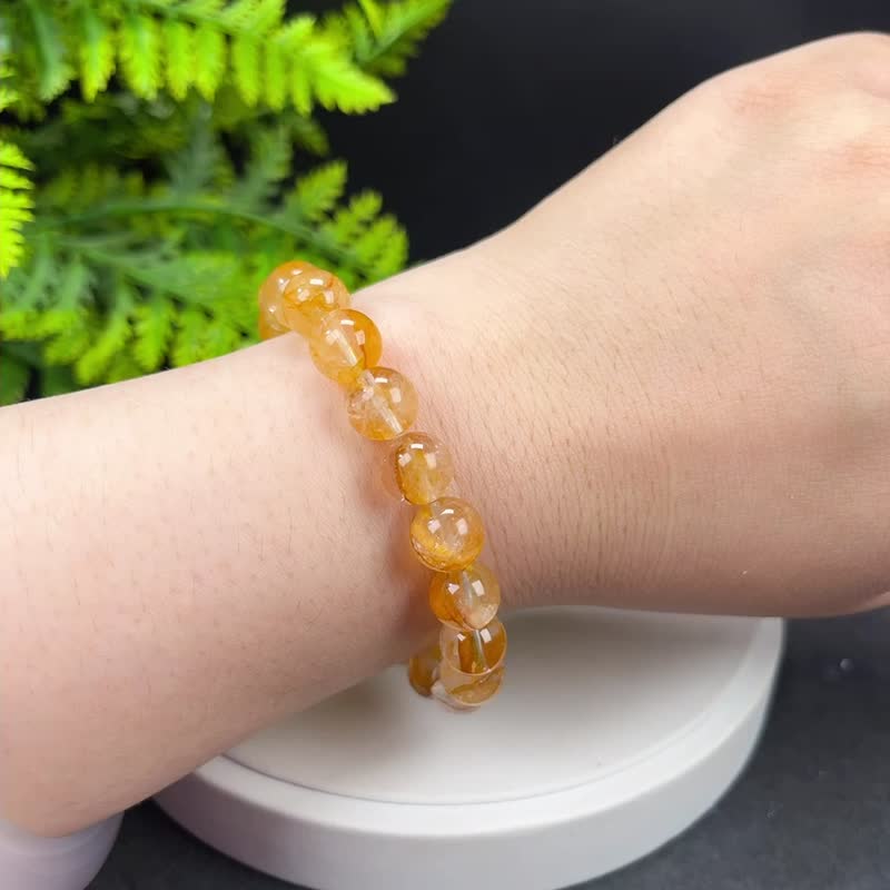 精品天然黄胶花水晶手串9.5mm冰透黄色幽灵水晶手链自信疗愈积极 - 手链/手环 - 水晶 黄色