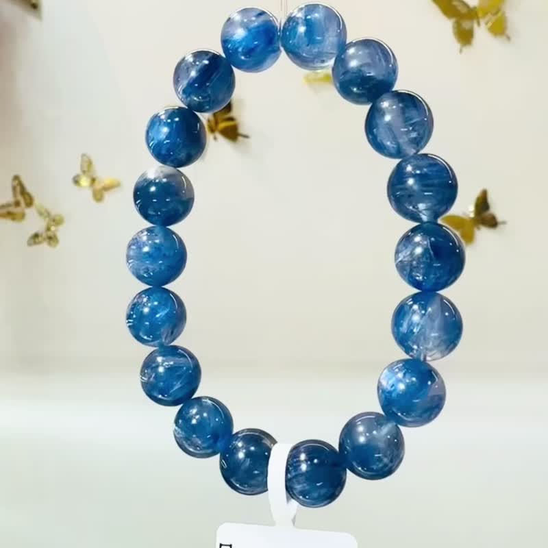 蓝色樱花雨浓色玉化蓝晶石11mm43.13g转运水晶提升洞悉力 - 手链/手环 - 水晶 蓝色