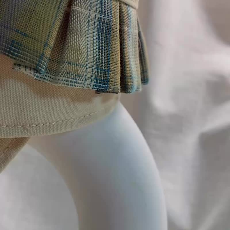 发裁手作。Facai Handmade 宠物领巾 毛孩玛格领_英伦绿格 - 项圈/牵绳 - 棉．麻 卡其色