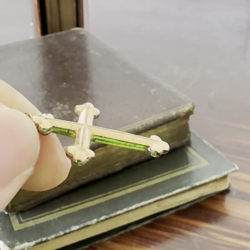 古董法国透玫瑰金雕花耶稣十字架圣母项链 N739 - 项链 - 其他金属 银色