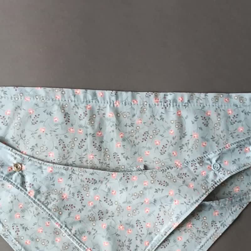 Blue floral matching cat and owner floral bandana set Cottagecore cat lover gift - 衣/帽 - 棉．麻 蓝色
