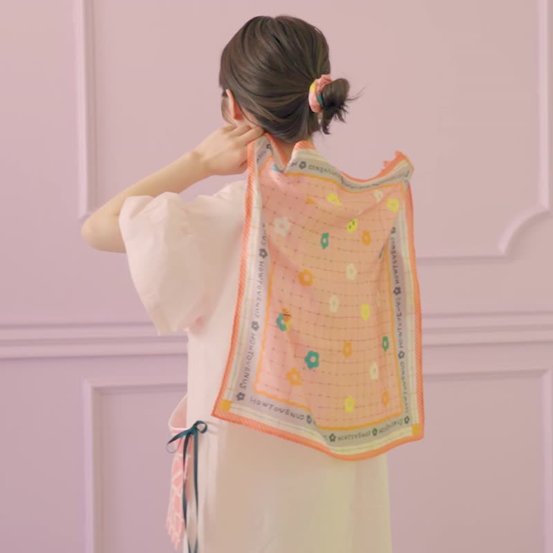Flower Hill  Scarf - PINK【 花山围巾】 - 丝巾 - 丝．绢 粉红色