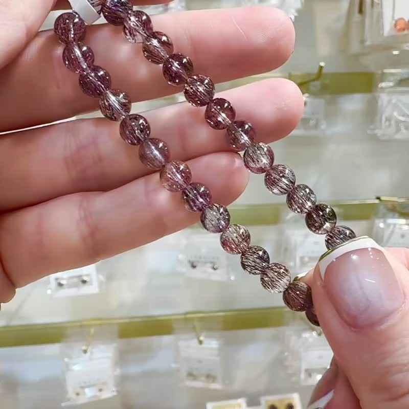 毕业超七稀有黑红超七6mm9.72g爆闪烟花彼岸花玻璃A体三轮骨干 - 手链/手环 - 水晶 黑色