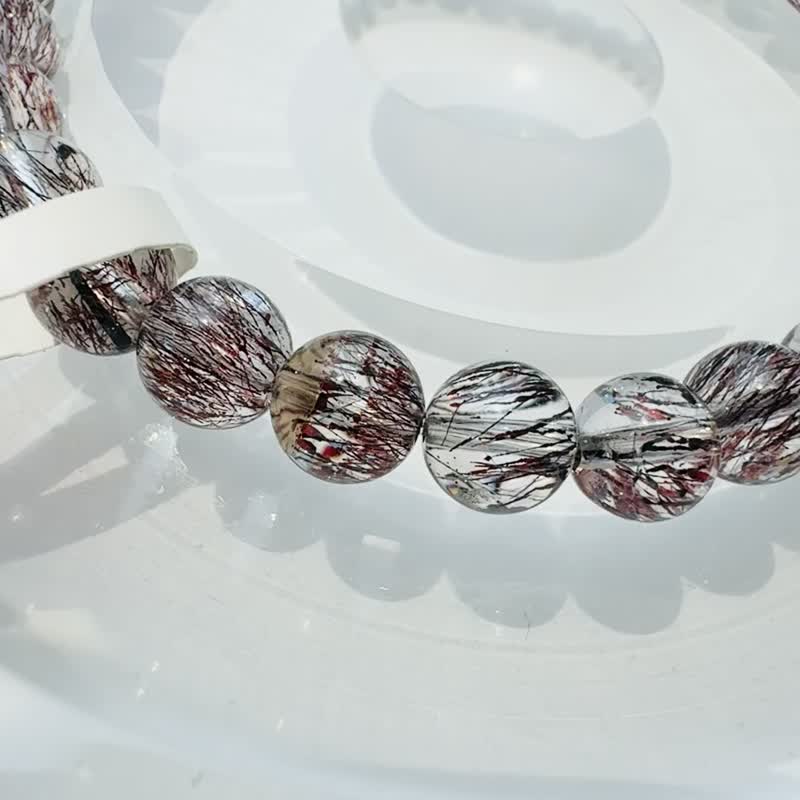 毕业超七稀有黑红超七 6mm9.72g 爆闪烟花彼岸花玻璃 A 体三轮骨干 - 手链/手环 - 水晶 黑色