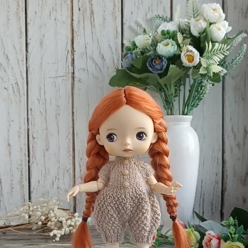 Wig for monst +knitted dress+boots - 发饰 - 羊毛 红色