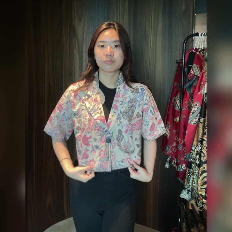 印尼蜡染短袖西装外套 RATNA - 多彩粉 - RAT007 - 女装上衣 - 棉 粉红色