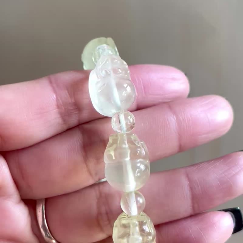 吸取正能量 【柠檬黄水晶貔貅设计手串】招财神器/一物一拍 - 手链/手环 - 水晶 黄色