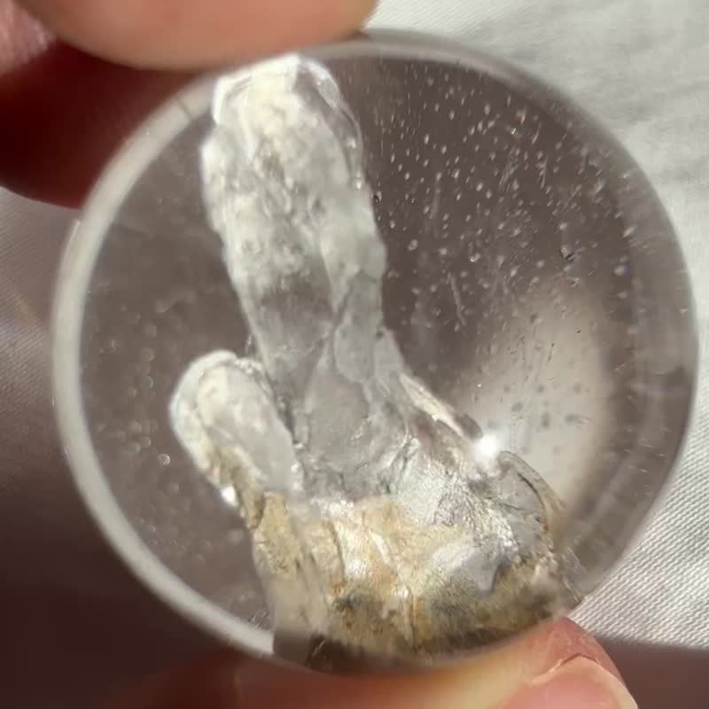 白水晶球 银色仙人掌意景 透闪亮 星光 天然水晶 水晶  盆景 - 摆饰 - 水晶 透明