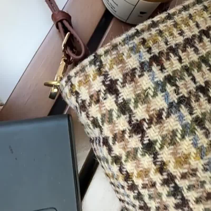 哈里斯粗花呢水桶包女harris tweed单肩小众手提包新款通勤斜跨包 - 侧背包/斜挎包 - 羊毛 