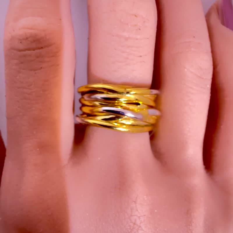 925 纯银戒指 螺旋设计 厚重帅气银戒 男女皆宜 - 对戒 - 银 咖啡色