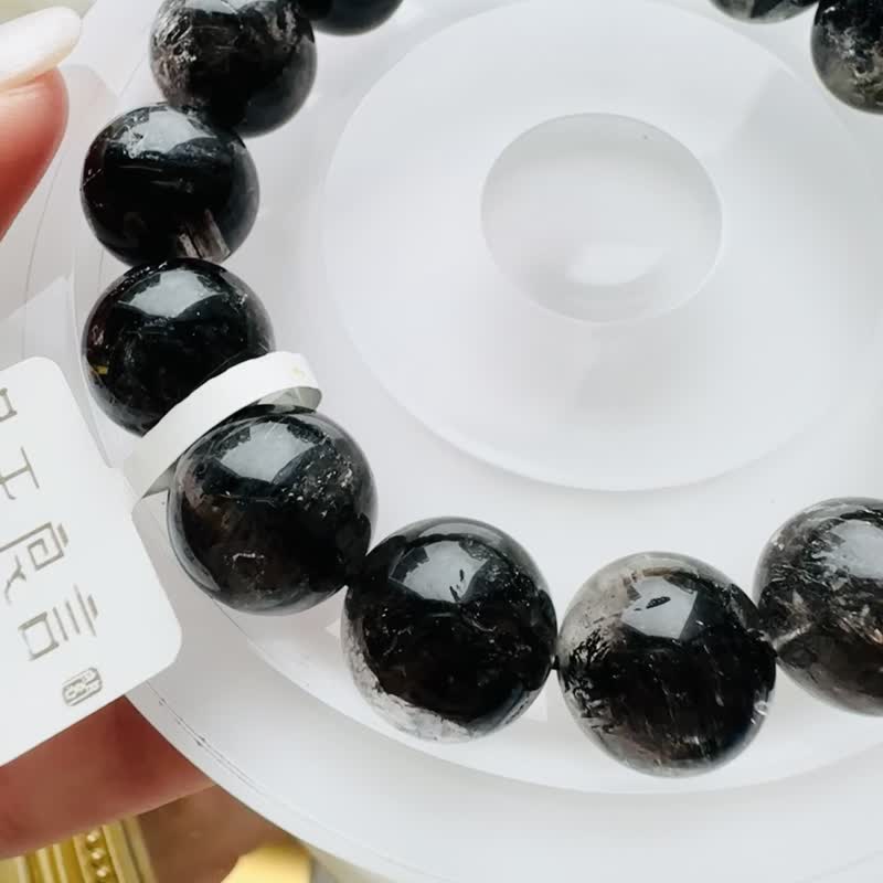 精品黑武士黑闪灵 14mm 58.56g 不受噩梦扰侵净化七轮消除负能量 - 手链/手环 - 水晶 黑色