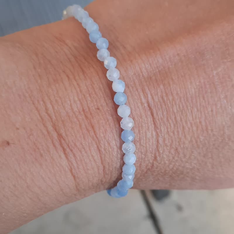 海蓝宝石手链，三月诞生石，精致蓝色宝石饰品，送给她的礼物 - 手链/手环 - 宝石 蓝色