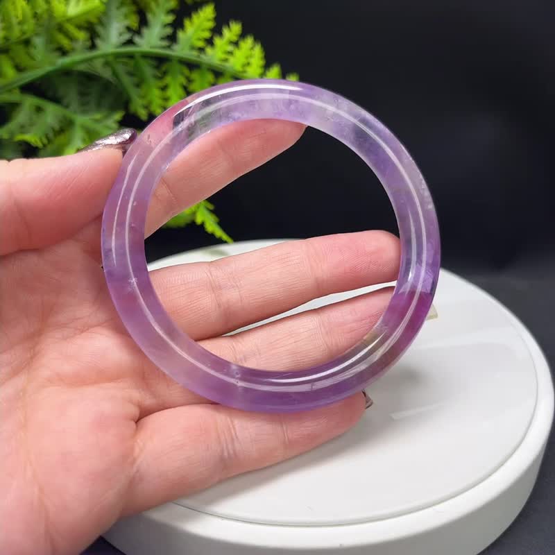 精品 玻利维亚 紫黄晶手镯 61MM 冰透星光闪片 双色紫黄水晶手环 - 手链/手环 - 水晶 