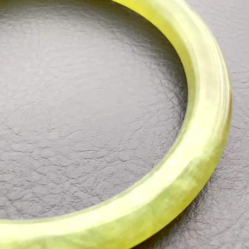 天然蜜蜡景泰蓝手串/手围14.15/秋香绿圆条玉手镯/圈口52/叠戴佳 - 手链/手环 - 玉石 黄色