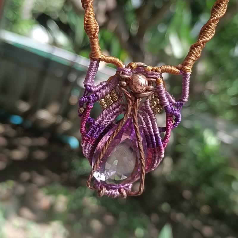 独特手工紫水晶项链 - 项链 - 宝石 紫色