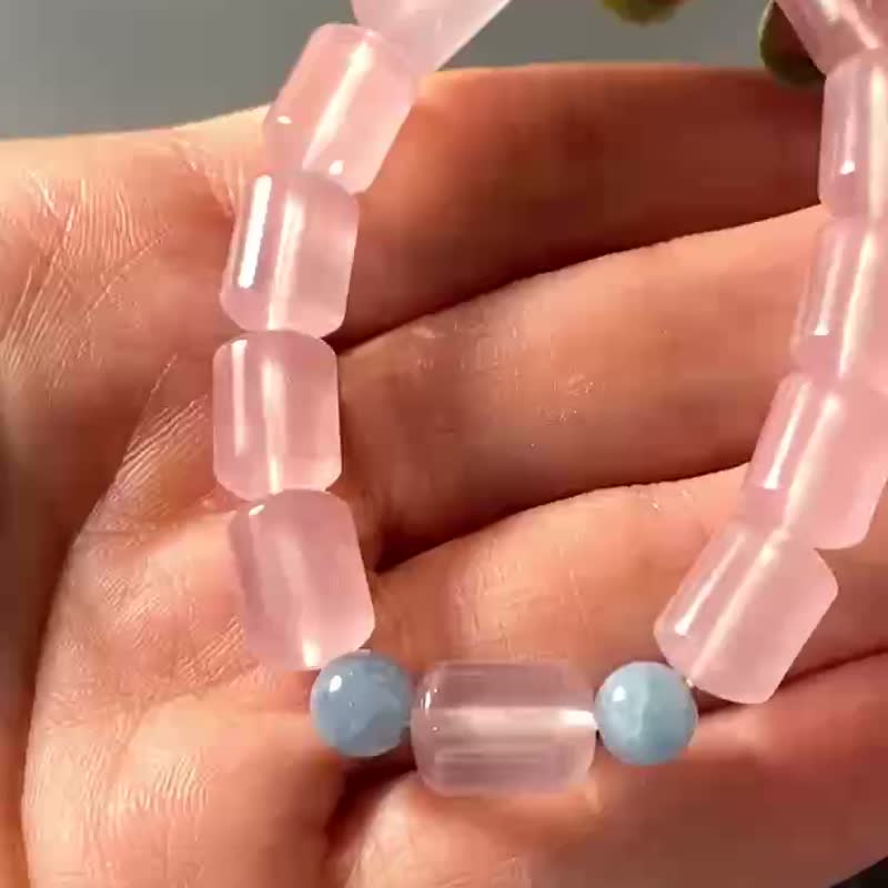 特价中莫桑比克粉水晶海蓝宝手串手链 - 手链/手环 - 水晶 粉红色