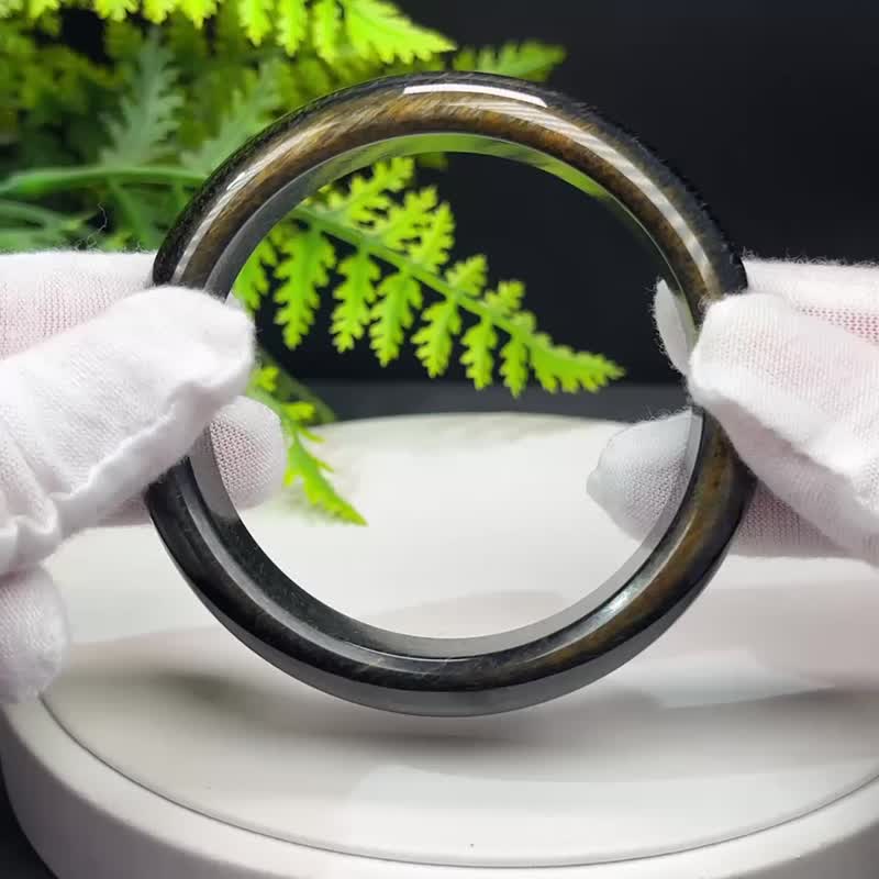 高品质 蓝黄虎眼石手镯 60MM 半盆流星纹蓝黄虎晴石手环 自信冷静 - 手链/手环 - 宝石 