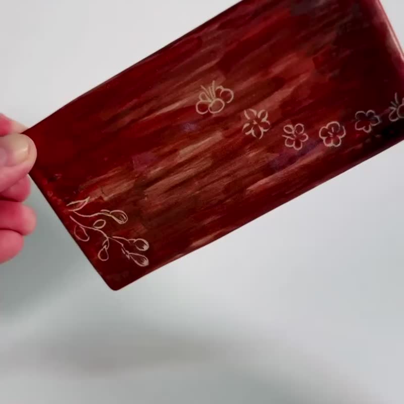 一串梅  手绘陶16 x 8.5 x 0.4 cm - 盘子/餐盘/盘架 - 陶 