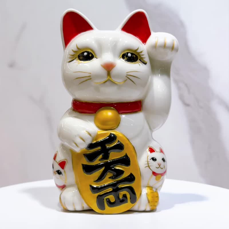 【猫阵招福】日本清水烧招财猫 | 仫绘 白地 猫阵 - 摆饰 - 瓷 白色