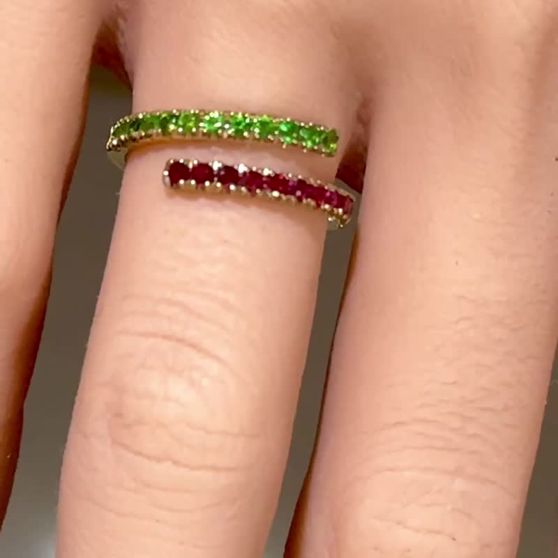 简约设计戒指 天然红宝石戒指 泰国精致珠宝手工制作 925 纯银 - 戒指 - 半宝石 橘色