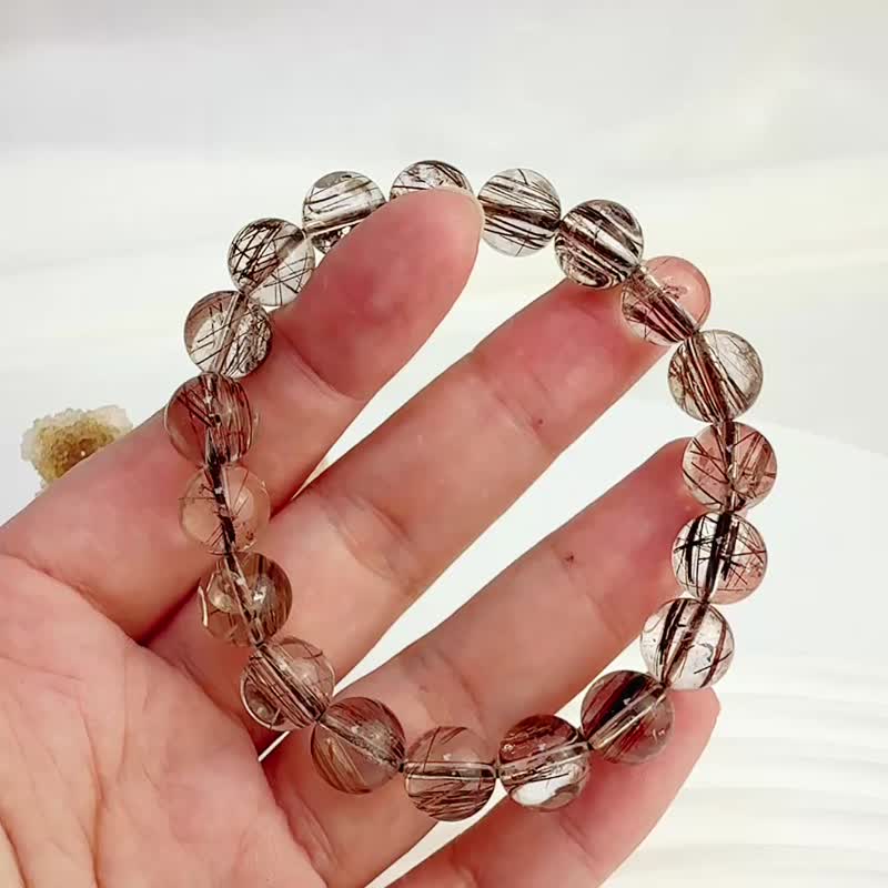 聚财聚气/平安挡煞-10mm古铜钛晶手链 - 手链/手环 - 水晶 